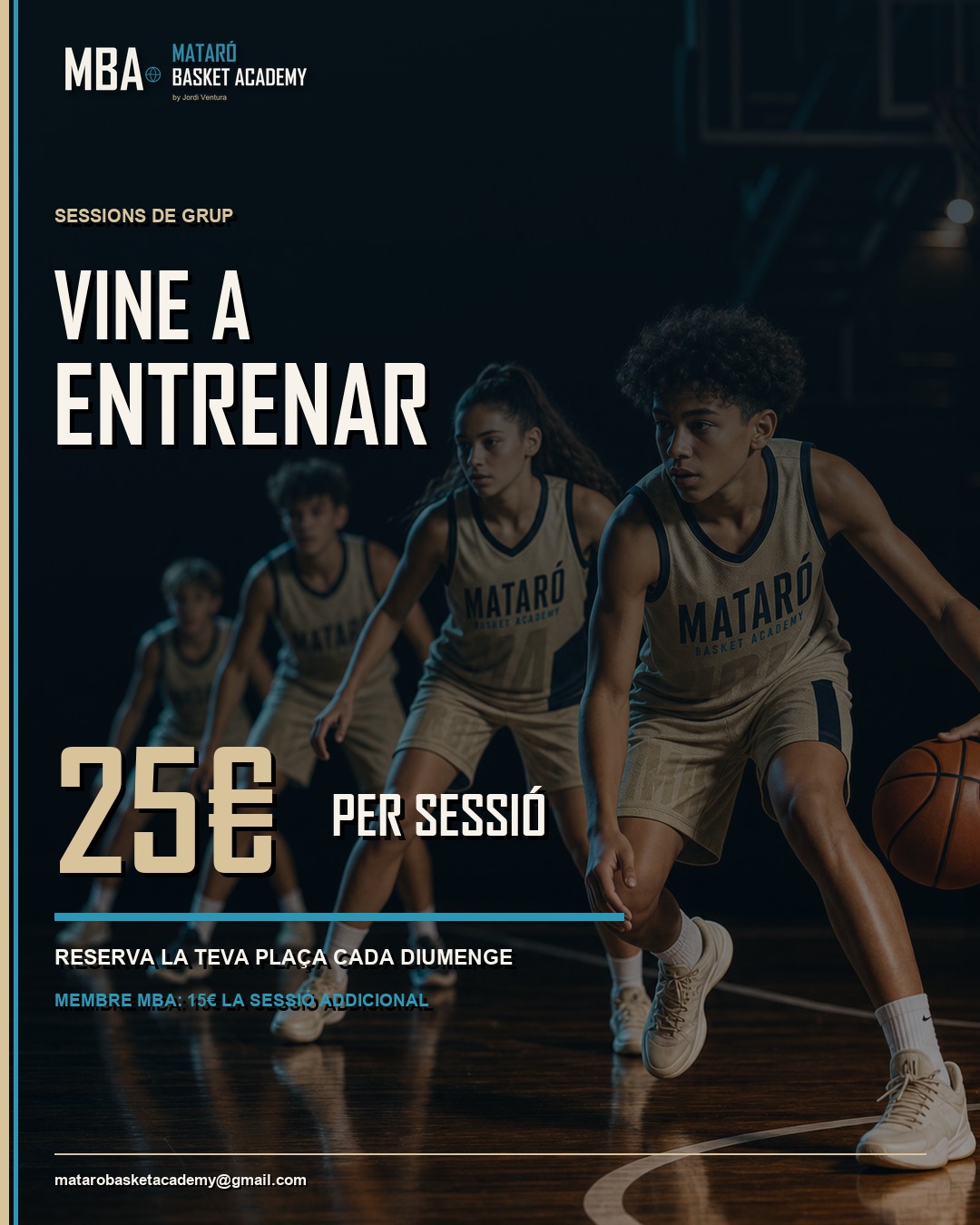 Entrenament en grup reduït de la Mataró Basket Academy